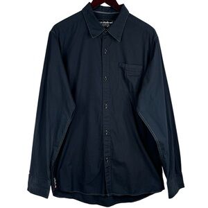 Quiksilver Black With White Stitching Long Sleeve Button Down Dress Shirt XL